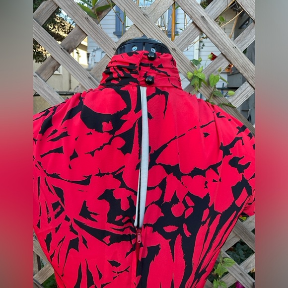 *RARE* Vintage 1980s Joni Blair Red and Black Abstract Pattern Dress - Picture 9 of 15